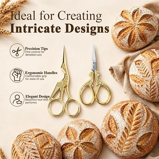 Bread Scoring Tool for Sourdough, Baking Accessories Sourdough Scissors | 2 Pack Sourdough Scorer, Sharp Stainless Steel Scissors, Dough Decorating & Scoring Tool for Artisan Baking