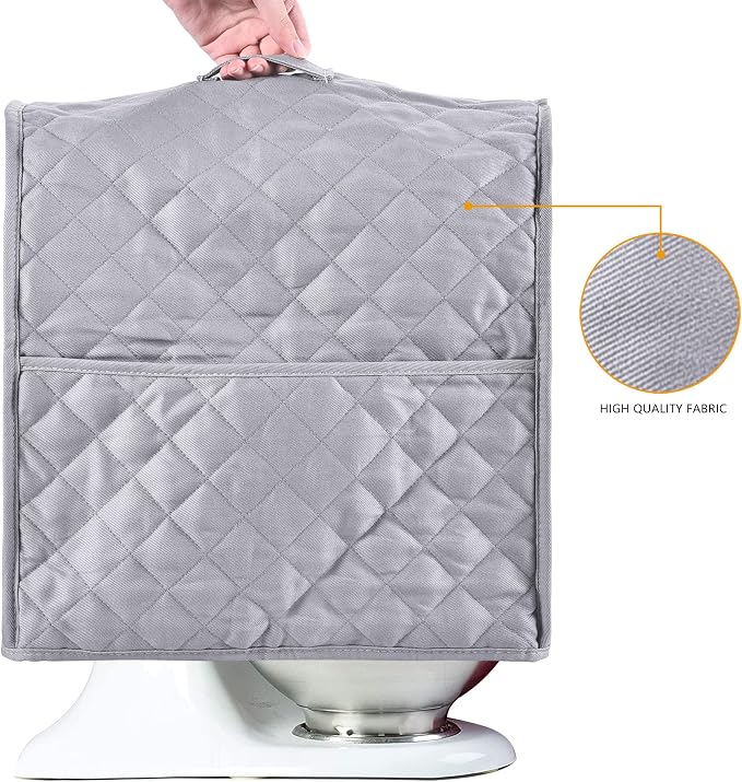 Stand Mixer Cover compatible with Kitchenaid Mixer, Fits All Tilt Head & Bowl Lift Models,Pure Cottot,Fine, Soft, Not Easy to Fade, Not Easy To Pilling (Grey, Fits for 4.5-Quart and All 5-Quart)