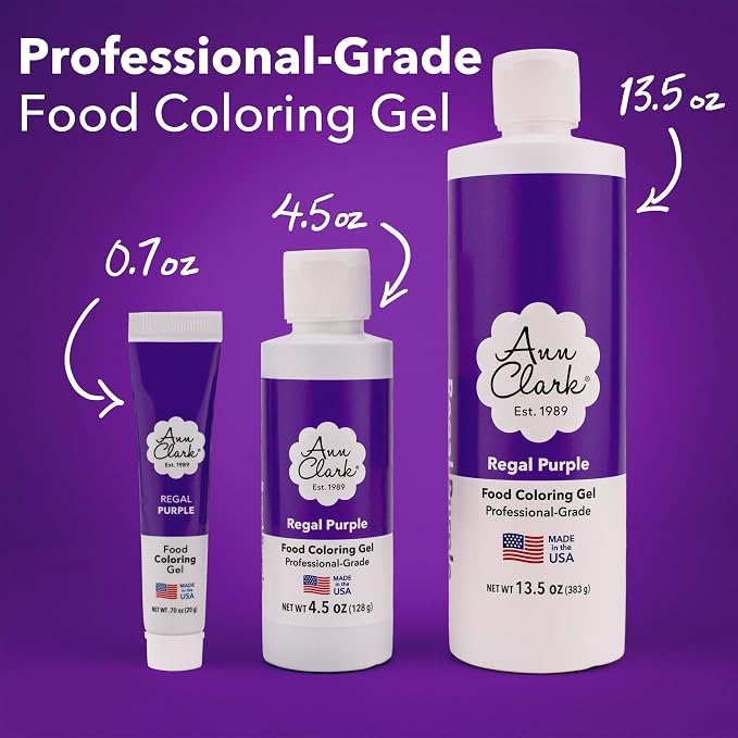 Ann Clark Regal Purple Food Coloring Gel Extra Large 13.5 oz Bottle Professional Grade Made in USA