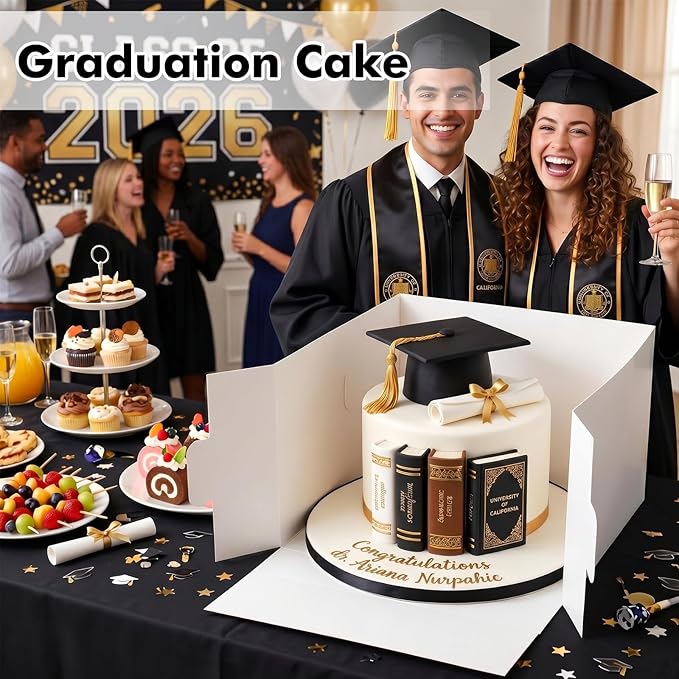 Moretoes 15Pcs Cake Boxes, 12x12x8 Inch White Bakery Boxes with Window Cake Containers Tall Dessert Cardboard Boxes