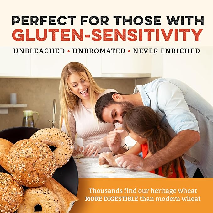 Sunrise Flour Mill Heritage Organic Bread Flour Blend - 2.0 lbs | Organic Unbleached Bread Flour Easy to Digest with Less Bloating | High Protein for Superior Baking | Smooth, Nutty Flavor