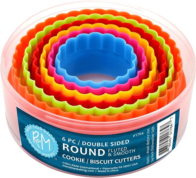 R&M International Round, Set of 6 Cookie & Biscuit Cutter Set, Sizes, Colors may vary