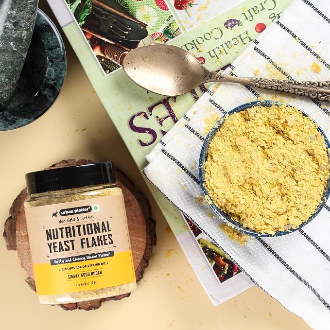 Urban Platter Nutritional Yeast Flakes | 3.53 Oz (100g) | Rich in B Vitamins & Protein | Gluten-Free, Non-GMO, Plant-Based Seasoning | Nutty & Cheesy Flavor | For Popcorn, Pasta & Salads