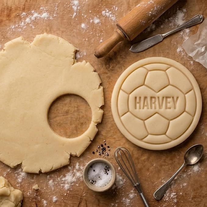 Mostop Custom Soccer Cookie Cutter with Stampers, 3D Sports Cookie Cutter Mold, Cake Decoration Tools Birthday Party Supplies Favors