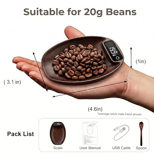 Portable Coffee Scale Mini Electronic Gram Scale Rechargeable Digital Scale for Home Office Coffee Making & Kitchen Use (Coffee)