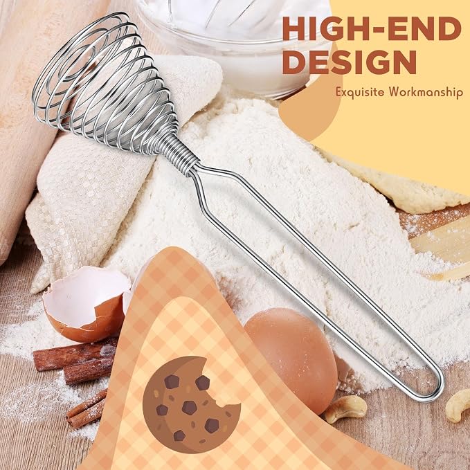 CHENGU 4 Pieces Stainless Steel French Style Spring Whisk, 8.46 Inches x 1.97 Inches, Silver