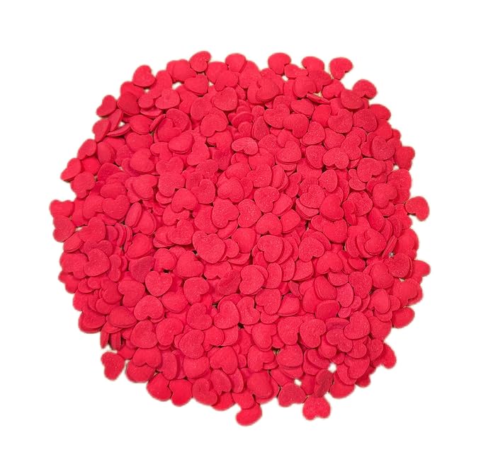 Sentovac Edible Red Hearts Sprinkles for Decorating 1 Bottle 2.82oz/ 80g | Cake Cupcakes and Ice Cream Topper Decorations