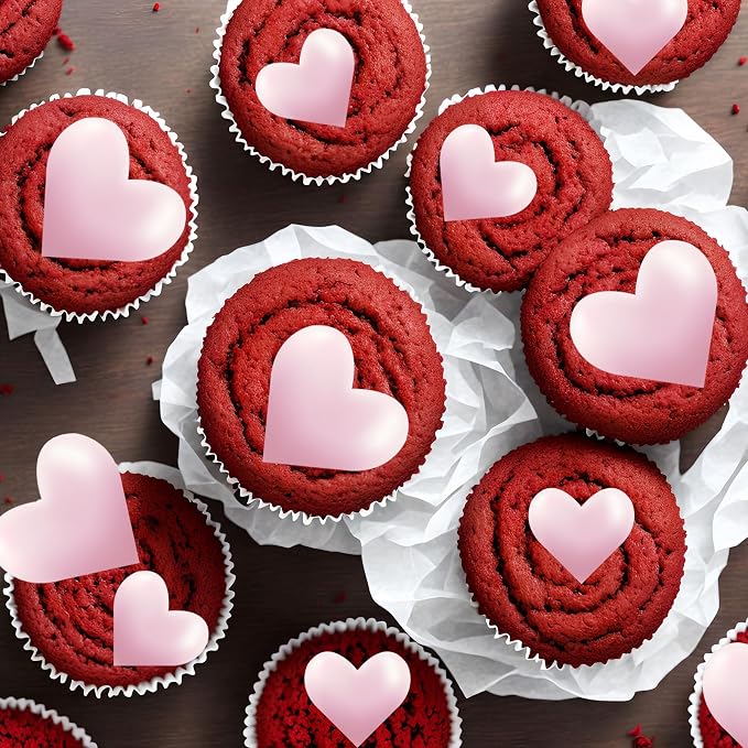44PCS Edible Valentines Day 3d Heart Cupcake Toppers Pink Glitter Heart Cupcake Picks Happy Valentine's Day Heart Cake Decor for Valentine's Day Theme Party Decoration Supplies