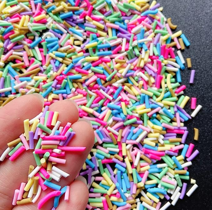 EHOPE 50g Fake Sprinkles Resin Sprinkles Fake Candy Sprinkles Clay Sprinkles Polymer Sprinkles Polymer Clay Slices for Nail Art DIY Crafts Cake Phone Case(Long Blue Sugar granules-10）
