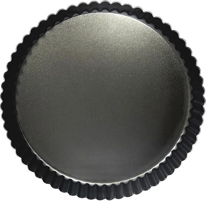Elegant Tart and Quiche Pan, Round 9 Inch With False Bottom - Deep Fluted Non-Stick Pie Pan
