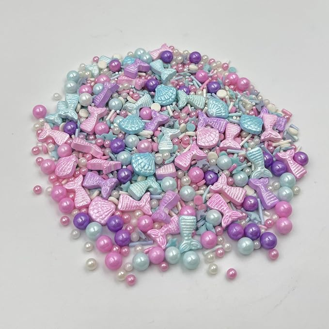Sentovac Edible Mermaid Pearl Shell Sprinkles | Edible Cake Cupcake Sprinkles 1 Bottle 3.53oz/ 100g | Cookie and Ice Cream Topper Decoration Supplies
