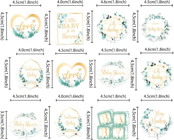 64 PCS Edible Oh Baby Cupcake Toppers Wafer Paper Love Baby Shower Cake Decorations Edible Baby in Bloom Welcome Baby Boy Cupcake Picks for Baby Shower Boys Birthday Party Decorations Supplies