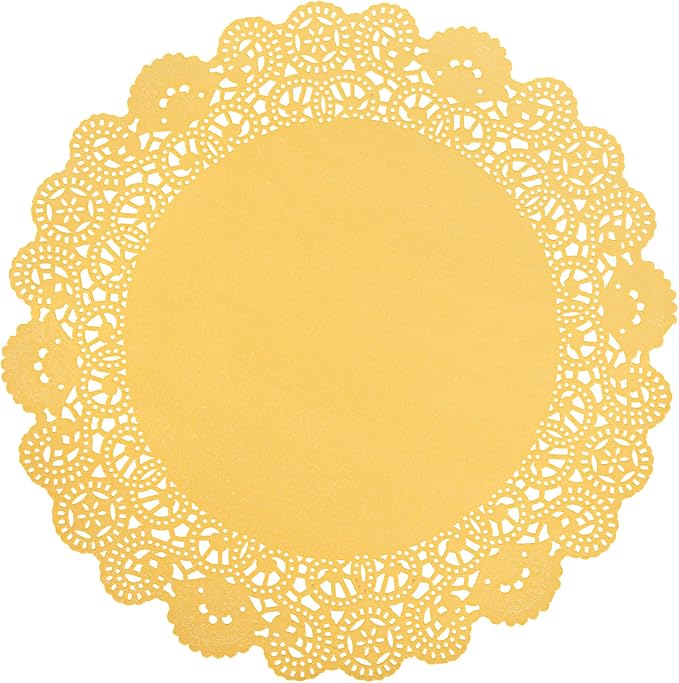 Restaurantware-Pastry Tek 12 x 12 Inch Paper Lace Doilies, 4000 Disposable Table Doilies - Elegant Lace Finish, Long Lasting, Orange Paper Placemat, for Pastries, Cupcakes, Desserts