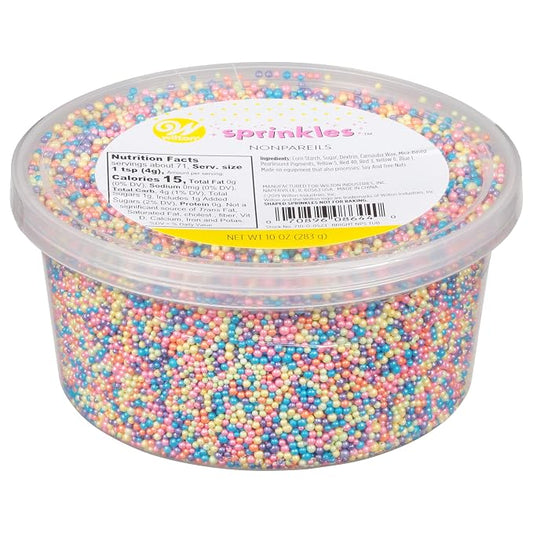 Wilton Sprinkles Bright Rainbow NonPareils , Large 10 Ounce Tub