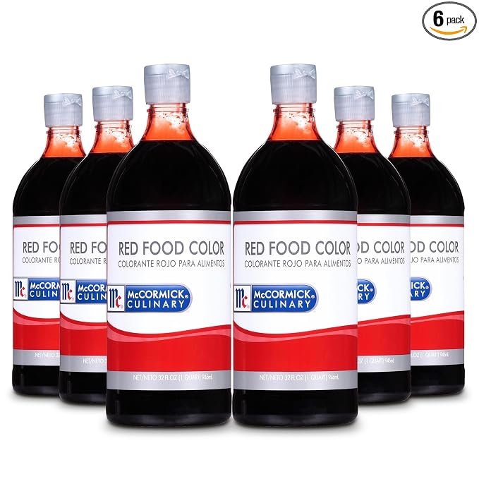 McCormick Culinary Red Food Coloring, 32 fl oz (Pack of 6) - Six 32 Fluid Ounce Bottles of Red Food Dye With Rich Red Color Perfect for Red Velvet Cakes, Frosting, Icing, Cookies and More