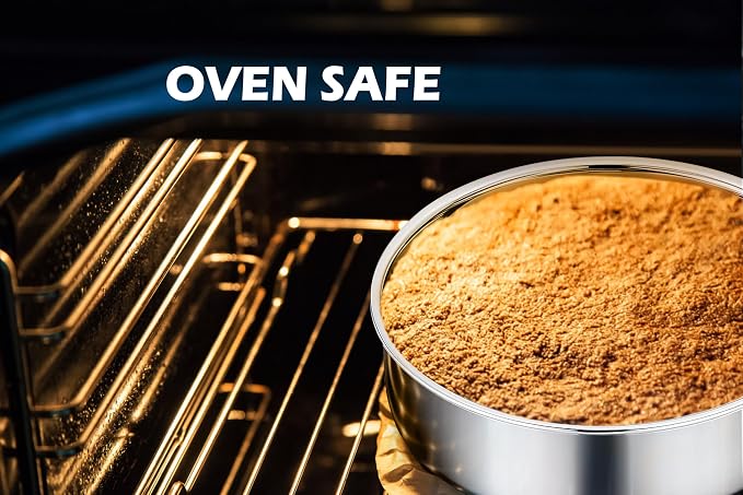 Leonyo 9½ Inch Round Cake Pans, Stainless Steel 2 Pack Layer Cake Pans 9½Inch Round Tins Set for Baking, Metal Circle Tin for Birthday Wedding Party, Dishwasher Oven Safe
