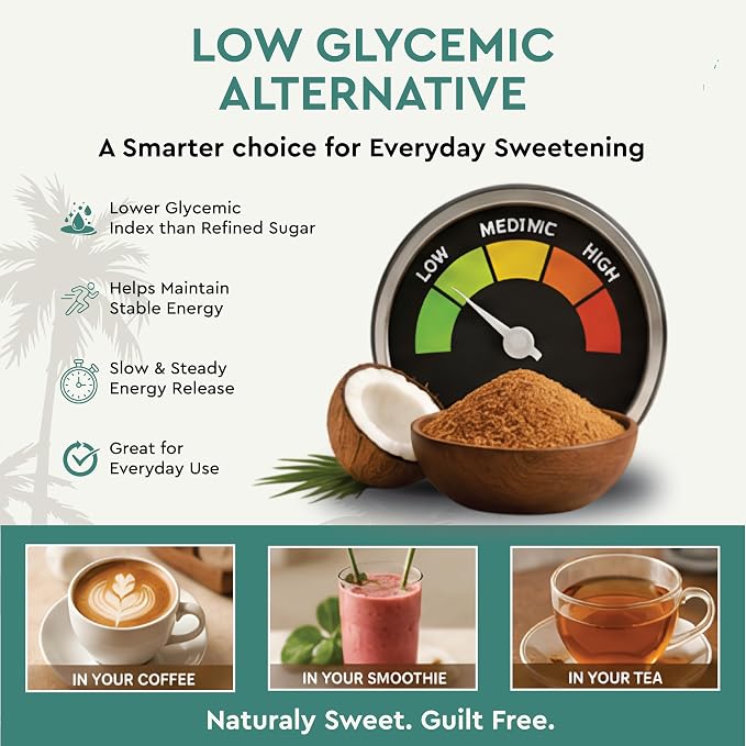 Rasika Organic Coconut Sugar, Unrefined Low Glycemic Sweetener Coconut Sugar for Baking Cooking & Beverages Cocunut Sugar Vegan, Gluten-Free, Non-GMO, Cane Sugar Alternative (300Gms)