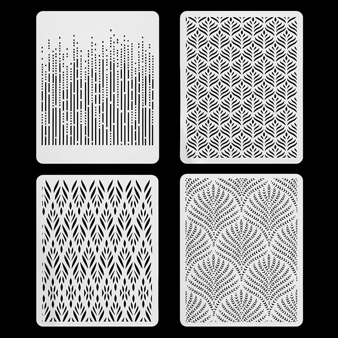 4 Pcs Cake Stencils for Buttercream,10x8 Inch Floral Cake Decorating Stencils Fine Hollow Lace Side Baking Mesh Stencil Tool, Reusable Templates for Wedding Dessert DIY Baking Decor