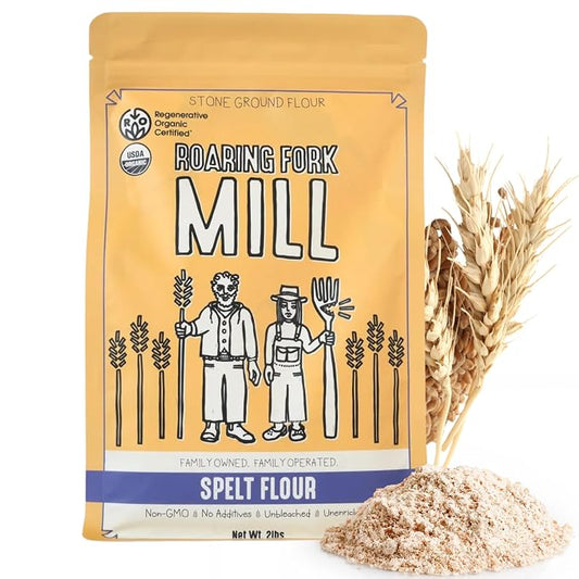 Roaring Fork Mill Spelt 00 Flour - USDA Organic & Regenerative Organic Certified Ancient Grain Spelt Flour, Stone-Milled for Bread, Baking & Pastries