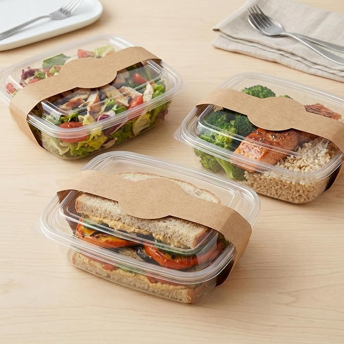 200 Pcs Packaging Bands 12 x 1.5 Inch Kraft Paper Label Stickers Self Adhering Belly Bands Disposable Kraft Sealing Stickers for Packaging Supplies Keeps Take Out Containers Sealed