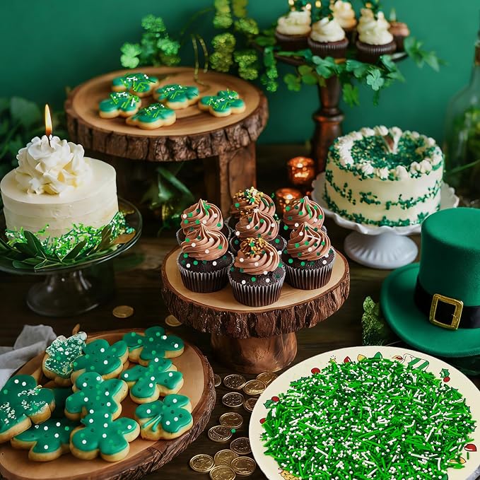 LEBERY St. Patrick's Day Sprinkles 8 Oz Green Sprinkles for Cake Decorating | White Green Jimmies Edible Mini Sugar Pearls Sprinkles Sweet Luck Sprinkle St. Patrick's Day Christmas Cake Cupcake Toppings