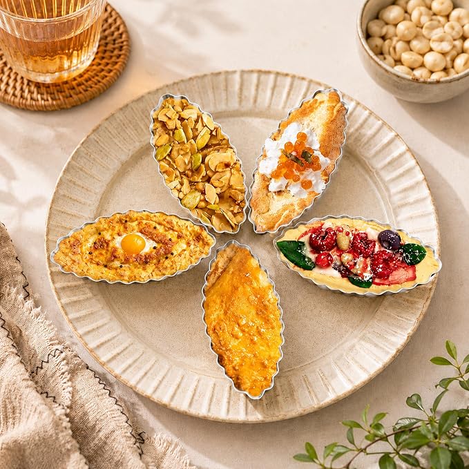 25PCS Egg Tart Molds Aluminum Alloy Reusable Boat Tart Tin Baking Cake Mini