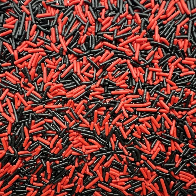 SE Si&Moos Black and Red Sprinkles Edible Red and Black Jimmies Soft Jimmy Sprinkles Halloween Cake Decorations Christmas Cookie Decorations for Cake Decorating, Ice Cream Toppings & Baking 2.75 OZ
