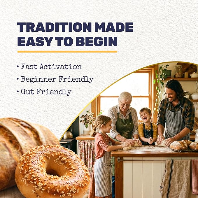 Dehydrated Sourdough Starter – Award-Winning Sour Dough Starter Culture | Fast-Activating, Beginner Friendly, Gluten Sensitive, Organically Sourced | Live Culture for Bread, Bagels & Pizza - 10g