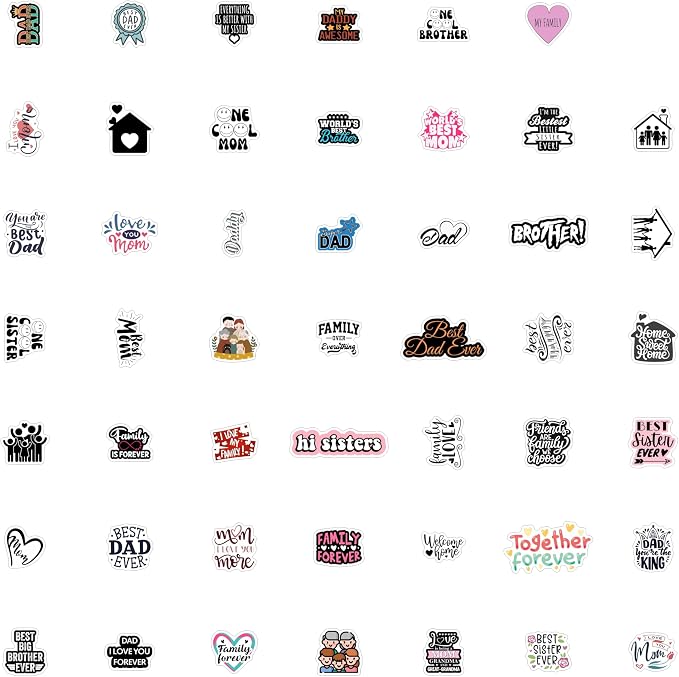 BulbaCraft Family Stickers for Water Bottle and Laptop - Family Party Supplies & Decorations, Waterproof Vinyl Decals, Home and Love Stickers, Gifts for Women & Men