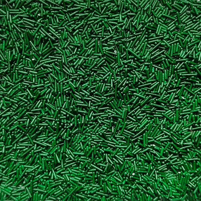 Homankit Green Jimmies Sprinkles Edible White Sprinkle Candy Soft Jimmies Toppings for Ice Cream, Cupcake, Cake, Cookie, Dessert Decorating 2.75 Ounces