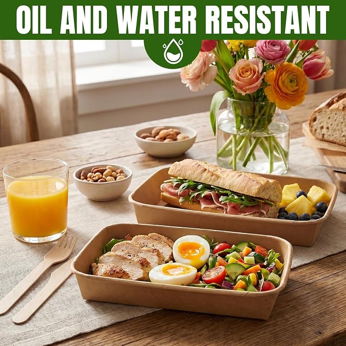 30 Pack 25oz Charcuterie Boxes with Clear Lids, To Go Paper Charcuterie Box with Lid, 10 x 6.3 x1.8in Disposable Bakery Take Out Containers for Desserts, Cookie, Charcuterie, Snack and Fruit