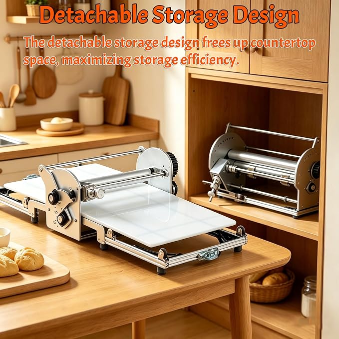 Heavy-Duty Foldable Pasta Roller (22.7"),Commercial Electric Dough Sheeter With 0–30mm Adjustable Thickness, Stainless Steel Dough Laminator For Home & Restaurant Use
