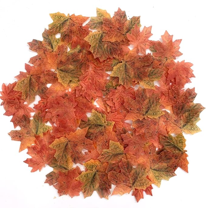 Weraru 90 Pcs Edible Fall Leaves Gold Leaf Cupcake Toppers, For your Party Cake Toppers Decoration