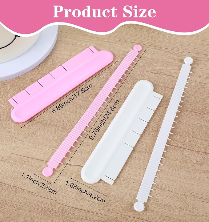 2Pcs Cake Arch Guide Tool, Cake Arch Tool, Baking Aid for Fondant Icing Decorating Measuring Beginners (White and Pink)