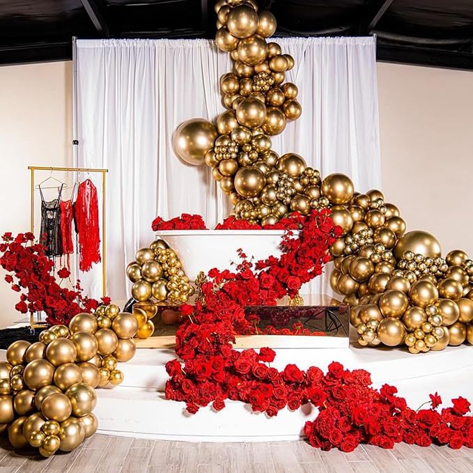 Jobkoo Gold Balloons 12 Inch 100 Pack, Metallic Gold Balloons Chrome Gold Metallic Balloon Shiny Matte Golden Latex Balloons for Birthday Graduation Anniversary Baby Shower Wedding Party Decorations
