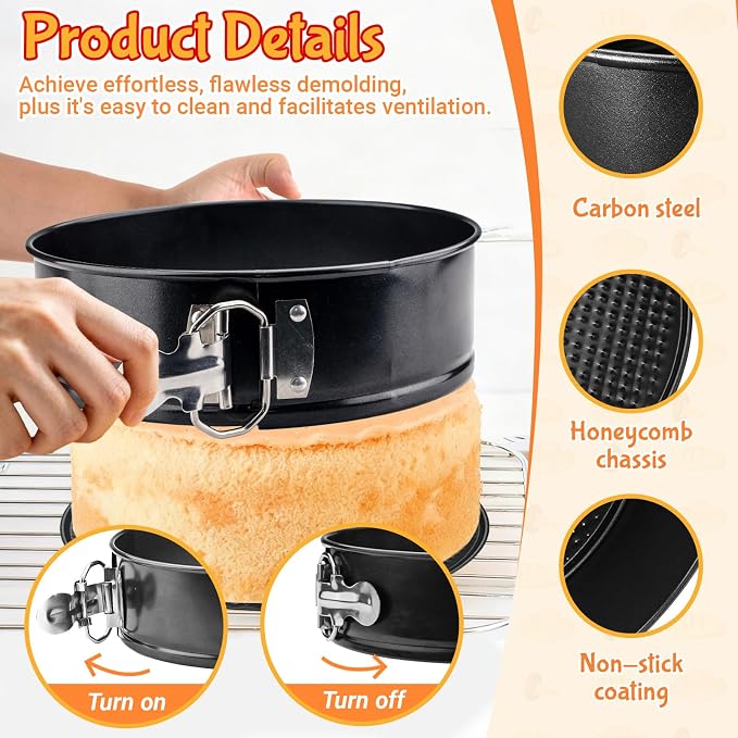 LELE LIFE 2 Pack 9in/22.5cm Springform Pan, Nonstick with Removable Bottom, Leakproof Cheesecake Pan Round Cake Pie Mold for Baking