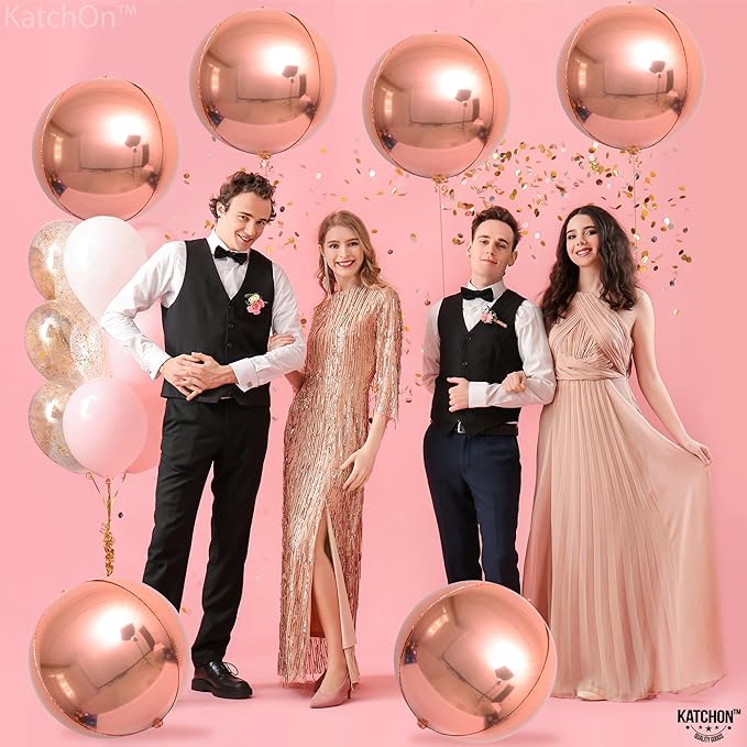 KatchOn, Rose Gold Balloons - 22 Inch, Pack of 6 | Rose Gold Foil Balloons for Bridal Shower Decorations | Mylar Balloon for Bachelorette, Anniversary, Birthday Party, 2026 Graduation Decorations