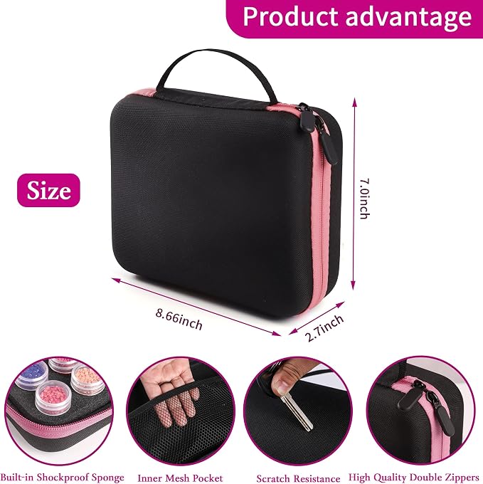 LYMUSUMI 30 Slots Diamond Art Storage Containers for Adults Portable Bead Storage Boxes for Diamond Painting Accessories and Tools（Pink）