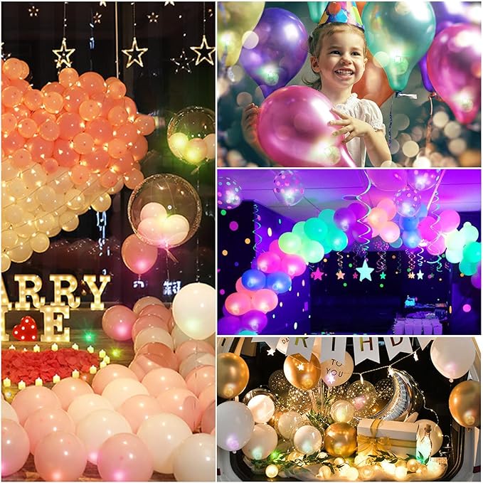 ZGWJ 50PCs Purple Balloon Lights Mini, Battery Powered, Long Standby Time Waterproof Tiny Led Round Light for Paper Lantern Balloon Party Easter Eggs Wedding Christmas Halloween Decorations﻿