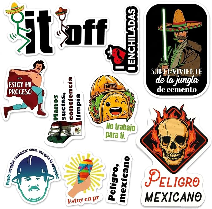 Mexican Cultural Hard Hat Stickers | Vinyl Stickers for Tools and Hard Hats | Fun Gifts for Adults,Blue-Collar, Ironworkers, Electricians, Linemen, Oilfield Workers