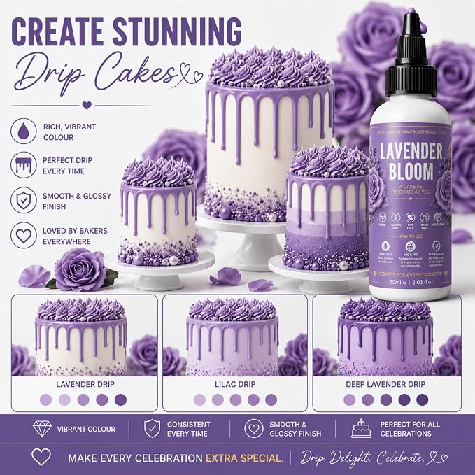 Confect Lavender Bloom Gel Food Coloring – Highly Pigmented Gel Based Food Color for Buttercream, Cakes, Cookies & Baking – 60mL / 2 FL OZ