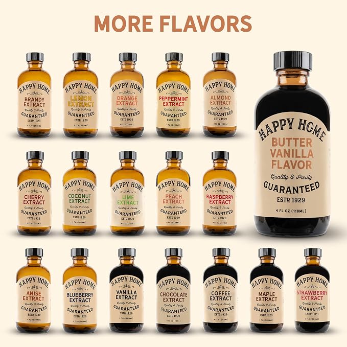 Happy Home Premium Natural Butter Vanilla Flavor - Certified Kosher, 4 oz.