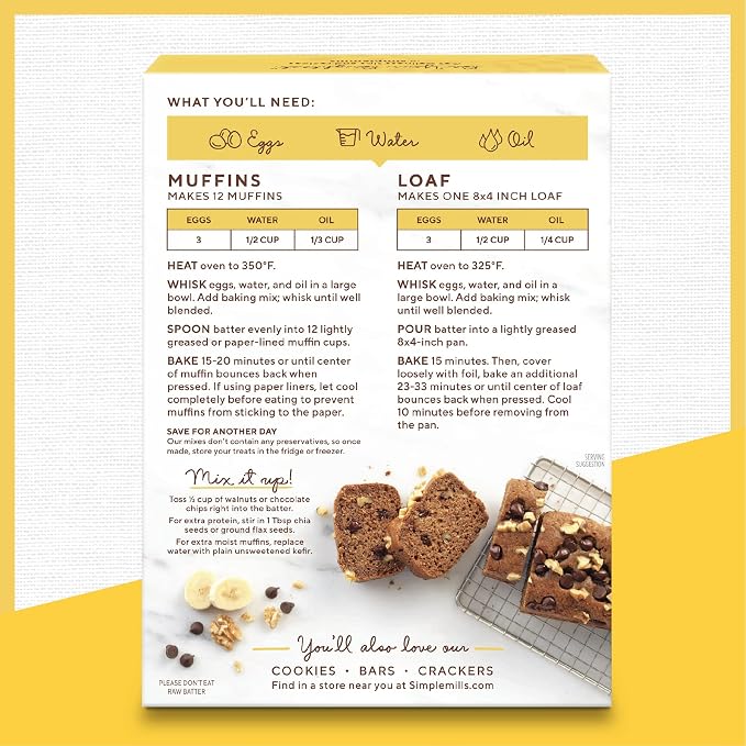 Simple Mills Almond Flour Baking Mix, Banana Muffin & Bread Mix - Gluten Free, Plant Based, Paleo Friendly, 9 Ounce (Pack of 6)