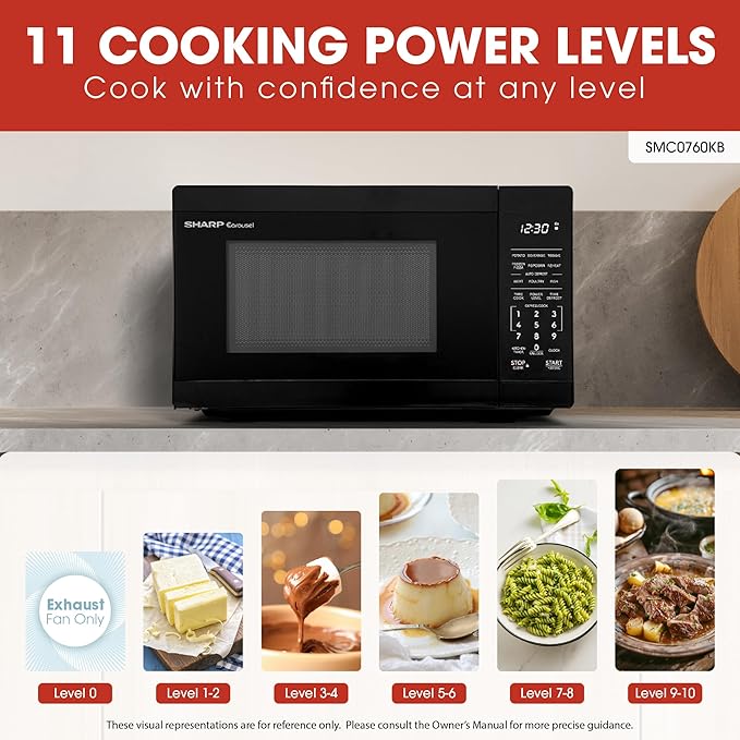 SHARP Compact Countertop Microwave Oven with Removable 10" Carousel Turntable, 700 Watt, 0.7 Cubic Feet, Black