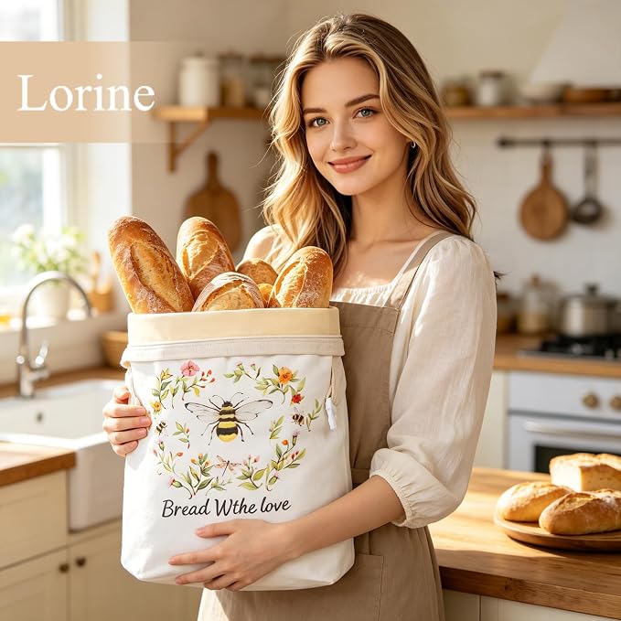 lorine Beeswax Bread Bags for Homemade Bread & Sourdough –17"×13" 2PC XL Eco-Friendly, Natural Food-Safe Storage Bag to Sourdough Bags with Sealing Zip to Keep