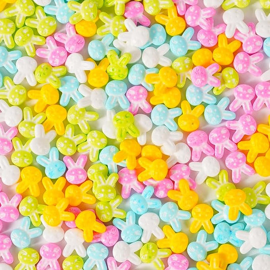 Easter Bunny Sprinkles, Pastel Rabbit Sprinkles in Pink Blue Yellow White Green, Edible Bunny Candy for Baking, Cake Decorating, Easter Egg Cookies & Spring Celebration Carrot Patch Cupcakes Topper Chocolate