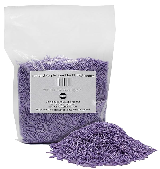 1 Pound Lavender Sprinkles BULK Jimmies - Edible Cake Cupcakes Dessert & Ice Cream Topping-Light Purple Candy