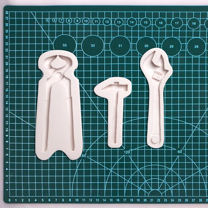 Hand Tools Chocolate Silicone Molds, 3 Packs Large Hammer Wrenches Pliers Construction Tools Baking Molds, 3D Fondant Molds for Cake Decoration Candy Sugar Craft Gum Paste Clay