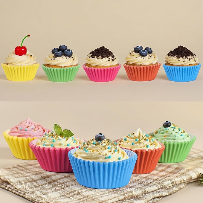 1000 Count Rainbow Paper Cupcake Liners, Standard Cupcake Liners for Baking, Natural, Food-grade Cupcake Wrapper, Greaseproof Parchment Muffin Liners (Rainbow, 2 Inch)