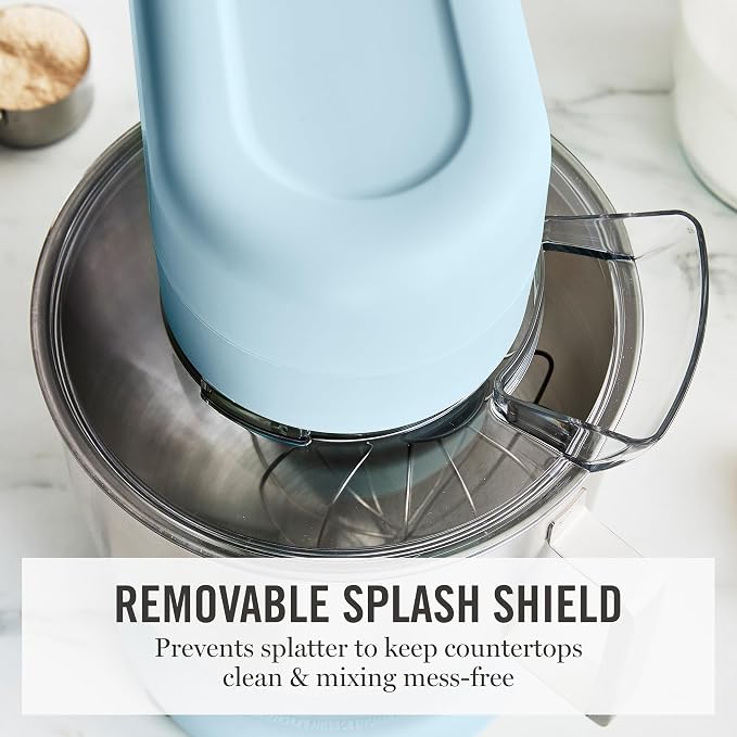 Martha Stewart 5.3Qt Stand Mixer, 12-Speed Tilt-Head Electric Kitchen Mixer with Stainless Steel Bowl, Dough Hook, Whisk & Beater, Splash Guard, Ideal for Baking Bread, Cake & Whipping, Sky Blue